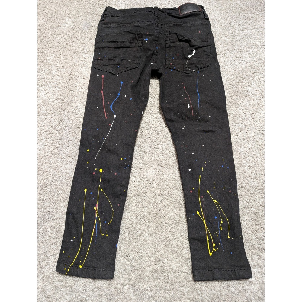 PANYC Kids‎ Black Paint Splatter Distressed Jeans Size 7 - Picture 7 of 7